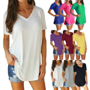 Women's V Neck Short Sleeve T-Shirts Casual Summer