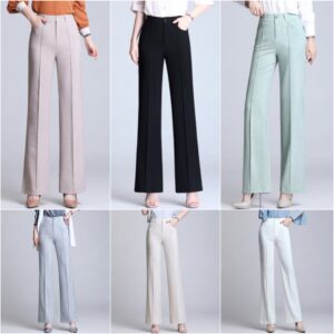 Pure Color Casual Spring Suit Straight-Leg Pants